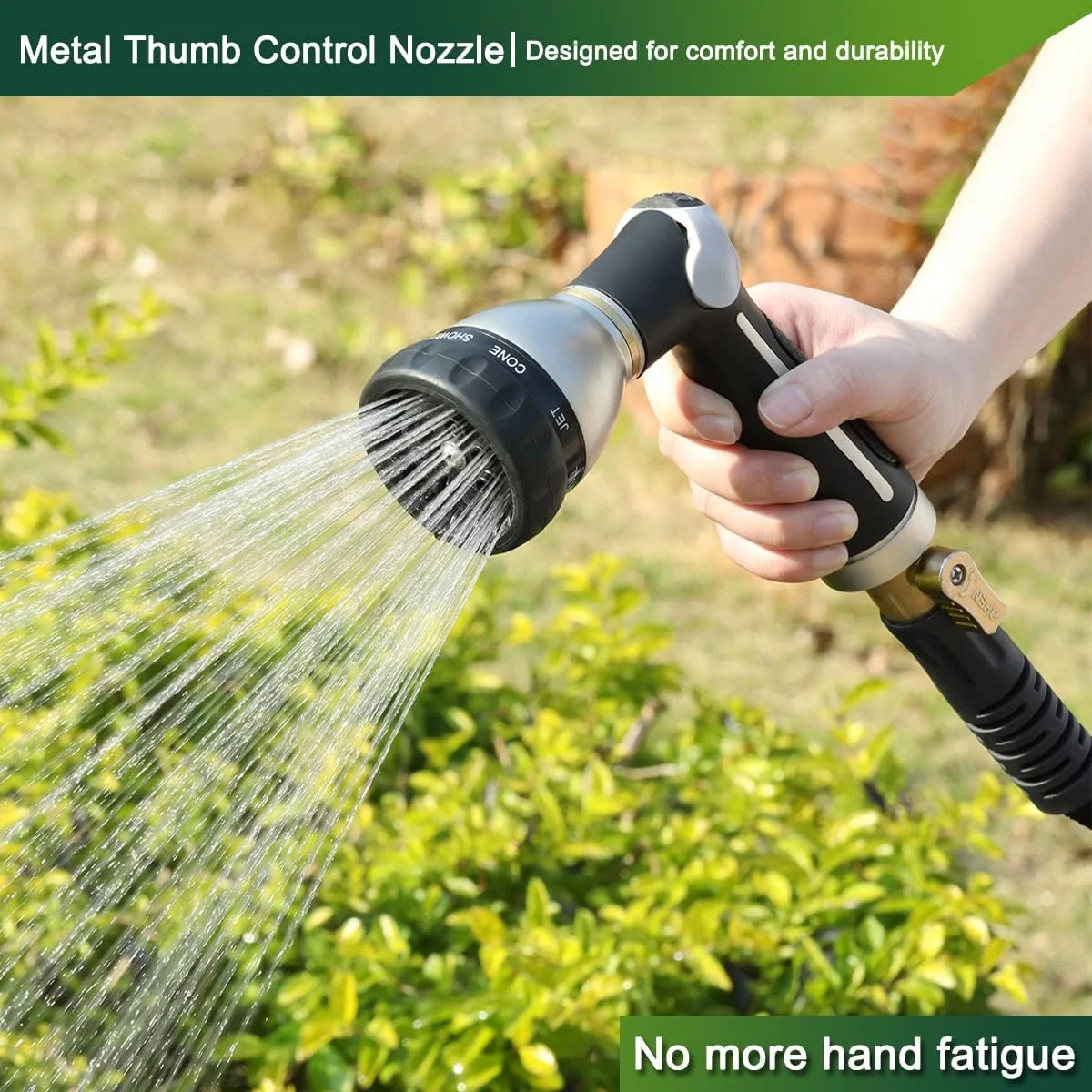 FANHAO Garden Hose Nozzle with 8 Spray Patterns,Heavy Duty Hose Nozzle,Thumb Control,Rubber