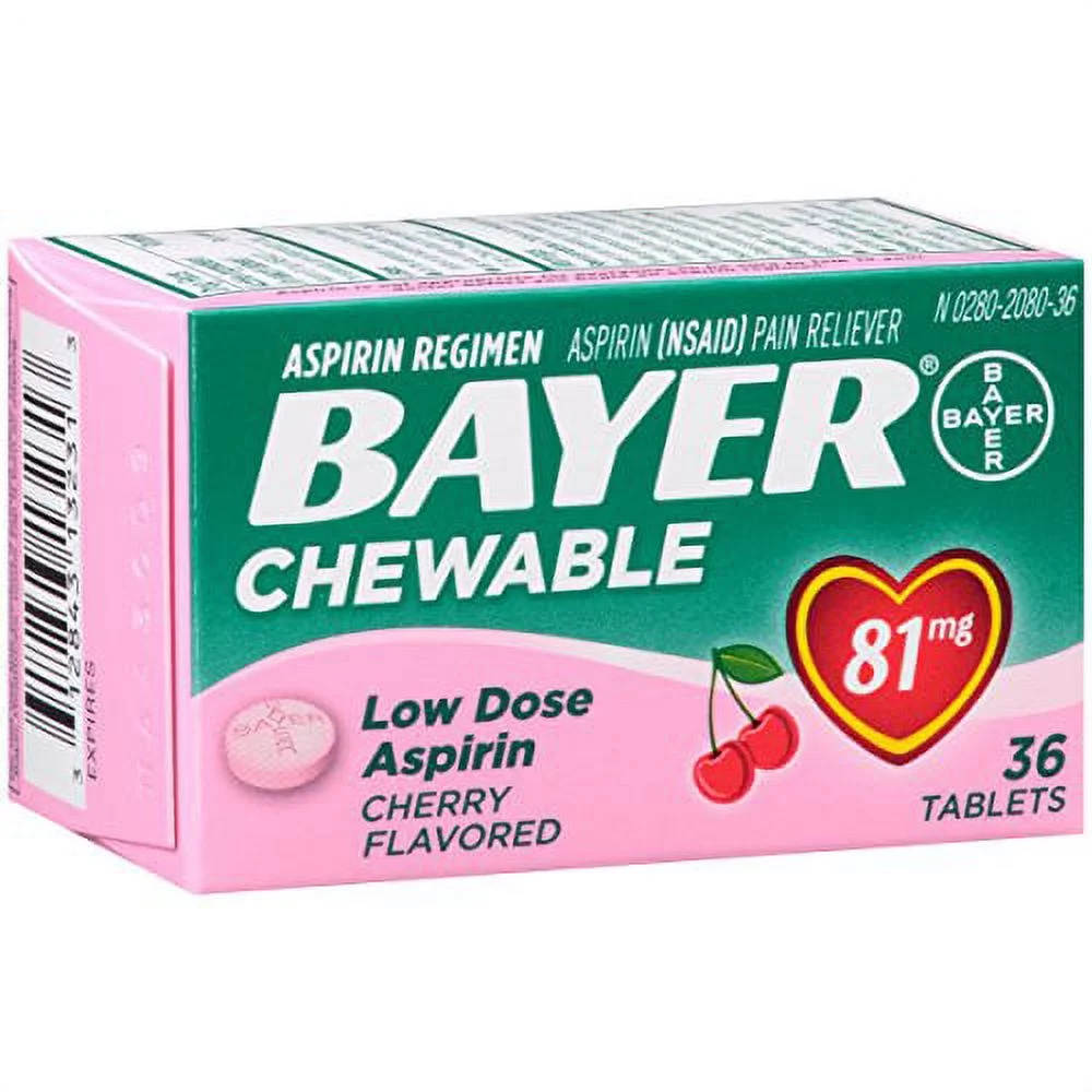 Bayer Chewable Low Dose Aspirin Cherry 81 Mg 36-Count