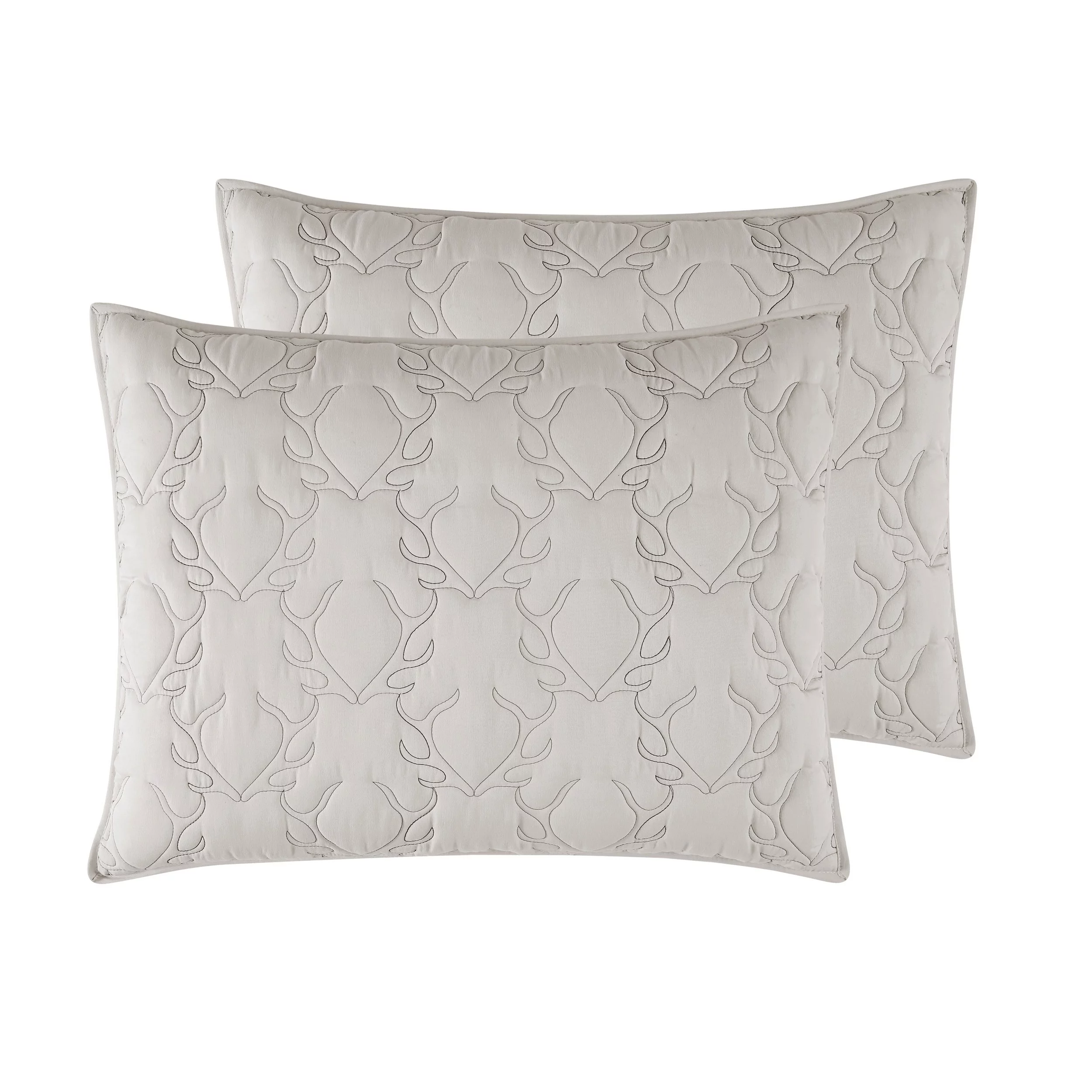 Mossy Oak Embroidered Grey Deer Antler 3 Piece Full/Queen Quilt Set