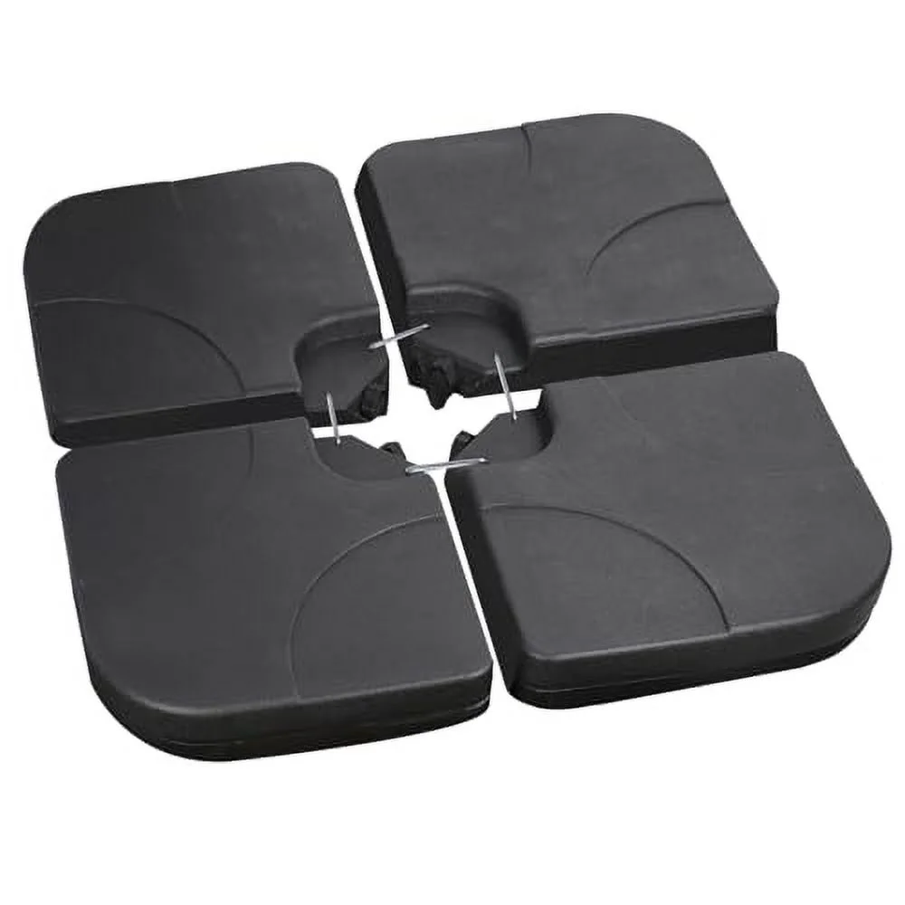 4-Piece Cantilever Umbrella Base, Heavy-Duty Offset Patio Umbrella Stand Square Base Plate Set with Easy-Fill Spouts for Water or Sand, for Cross Base Stand with Handles, Black