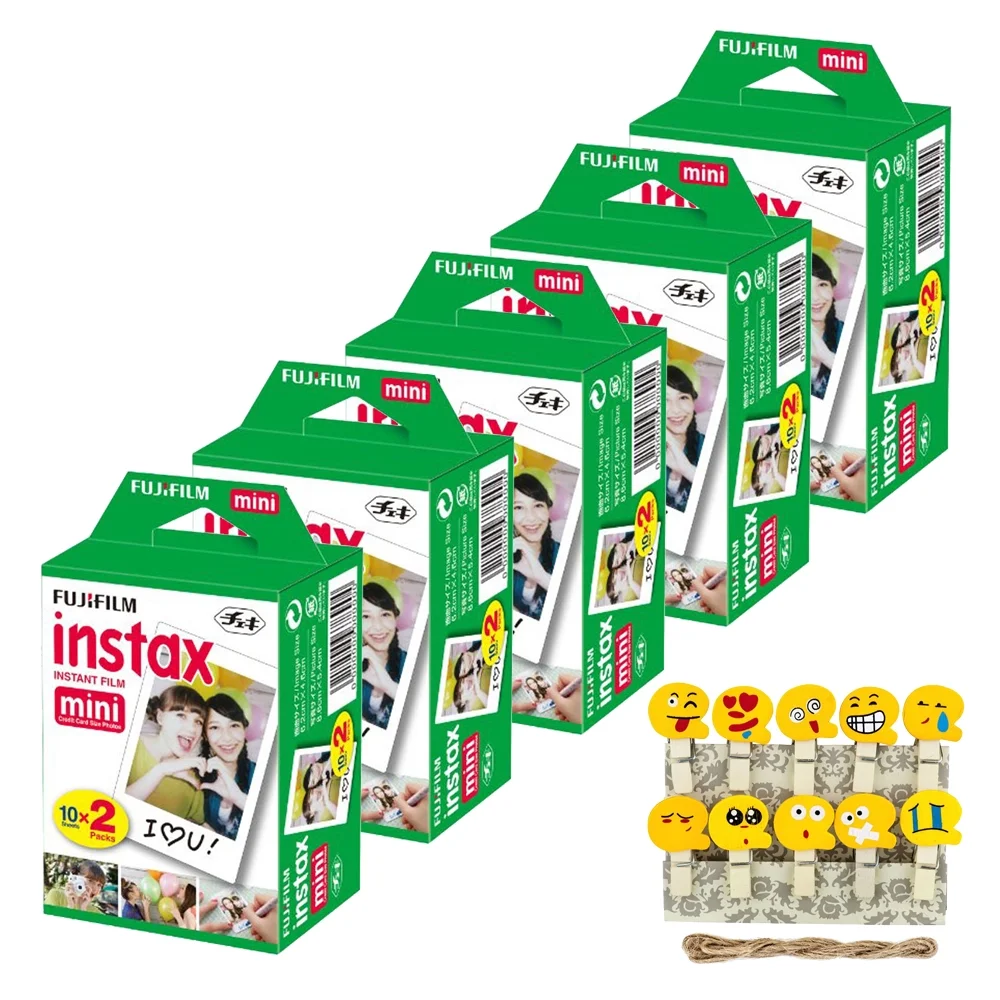 Fujifilm Instax Mini Instant Film for Instax Mini Camera Series 100 Exposures! Includes Bonus Xit Photo Peg Pins With Emoji Faces for Scrapbooking