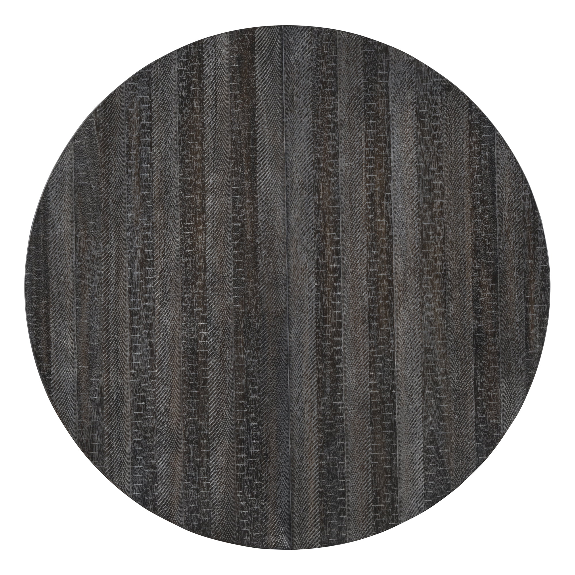 TREXM 5-Piece Retro Dining Set with Extendable Round Table, Removable Middle Leaf, and 4 Upholstered Chairs - Black