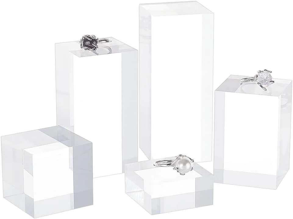 5Pcs Clear Acrylic Display Block 1.2/1.6/2.4/3.2/4 Inch Round Cylinder Solid Display Pedestal Stand