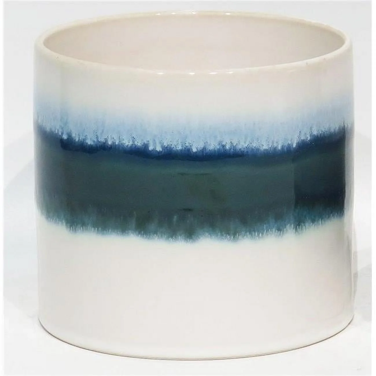 AI-CE10-178-Q02 White with Green & Blue Stripe Planter - Set of 2