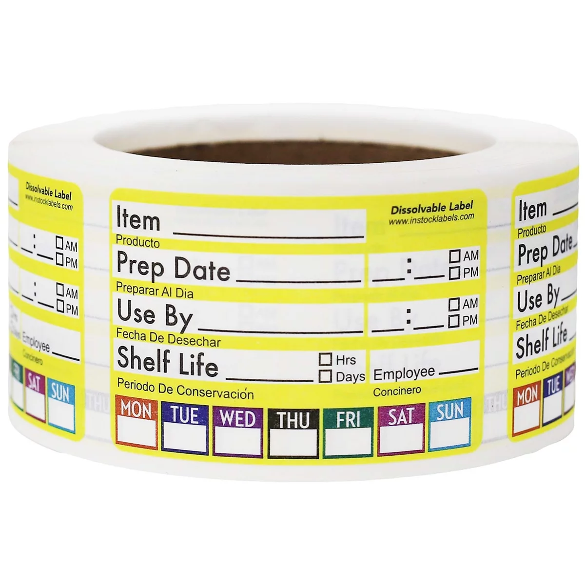 Yellow Dissolvable Universal Food Rotation Labels | 2 x 3
