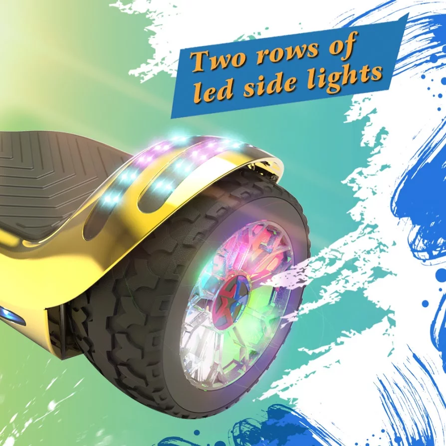HOVERSTAR Hoverboard Certified HS2.0 Flash Wheel with LED Light Self Balancing Wheel Electric Scooter Chrome Gold