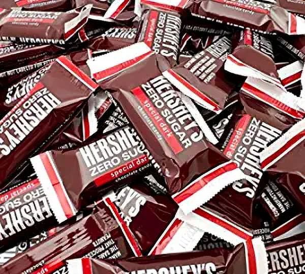 HERSHEY’S ZERO SUGAR SPECIAL DARK Sugar Free Mildly Sweet Chocolate Candy Bite Size Bars, Bulk Pack 2 Pounds