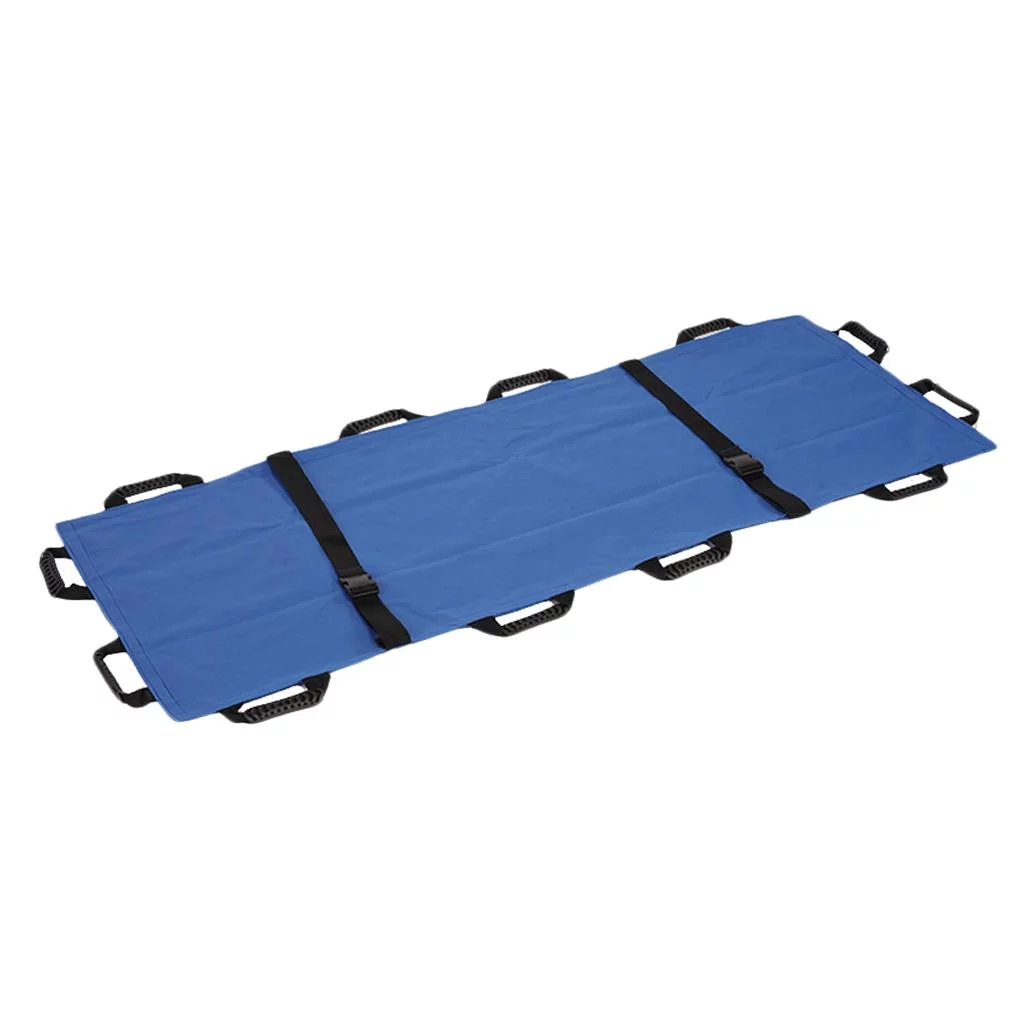 Durable Blue Foldable Canvas Stretcher Litter Patient Transfer System Tool