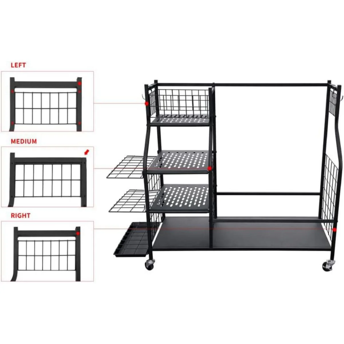 WSYW Golf Bag Organizer, Golf Bag Storage Rack Fit for 2 Golf Bags, 21 Golf Clubs, Balls, and Accessories with Lockable Wheels Organizer