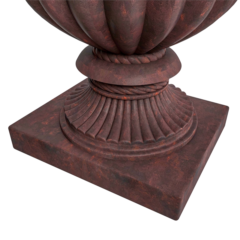 LeisureMod Lotus Modern Urn Planter in Fiberglass and Clay Brown