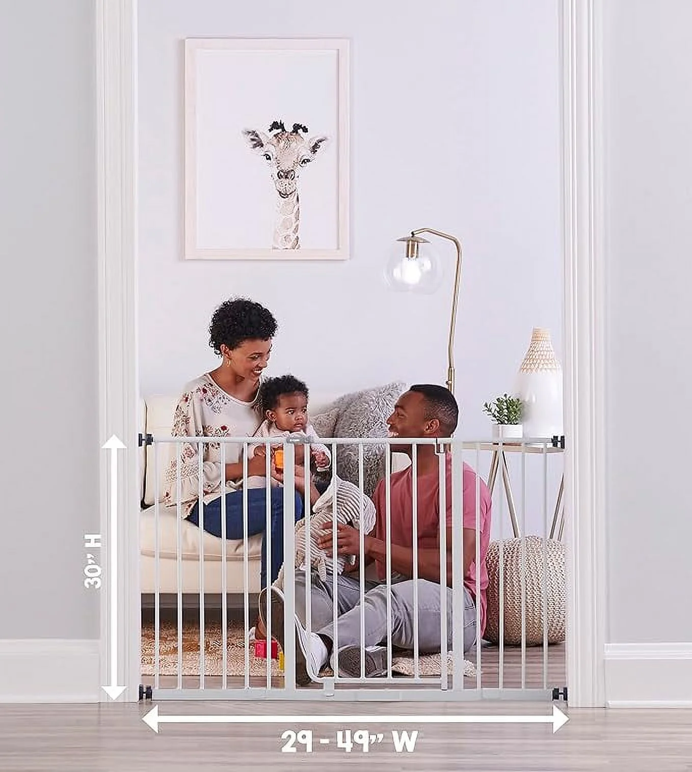 Open Box Regalo Easy Open 47-Inch Super Wide Walk Thru Baby Gate Bonus Kit - WHITE