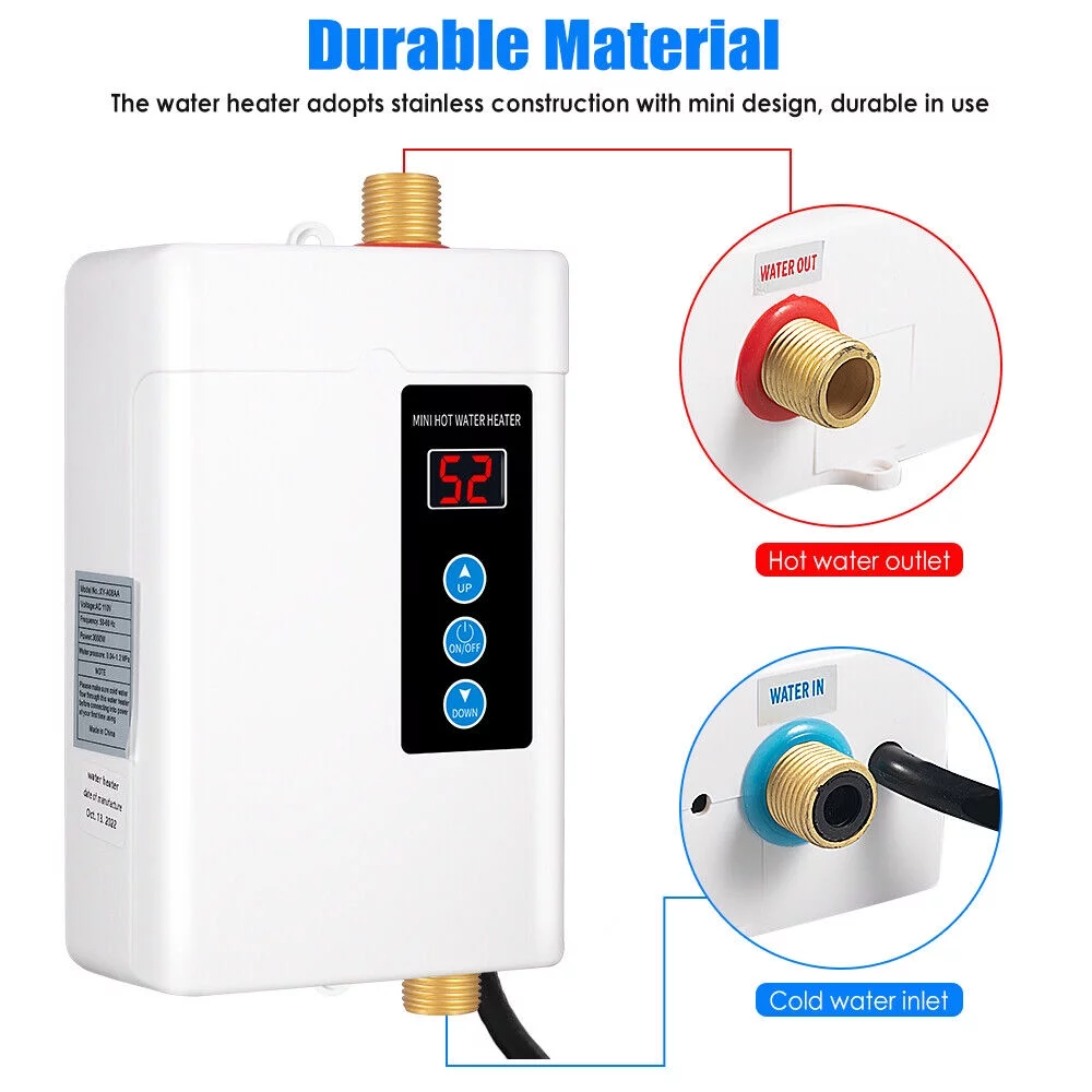 Instant Heat Waterproof Body One Key Operation 110V Touch-Screen Buttons Tankless Water Heater