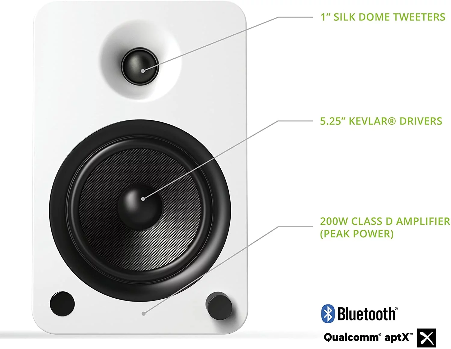 Kanto YU6MW 200W Bookshelf Speakers with Bluetooth - Matte White (Pair) with Kanto SP26PLW 26