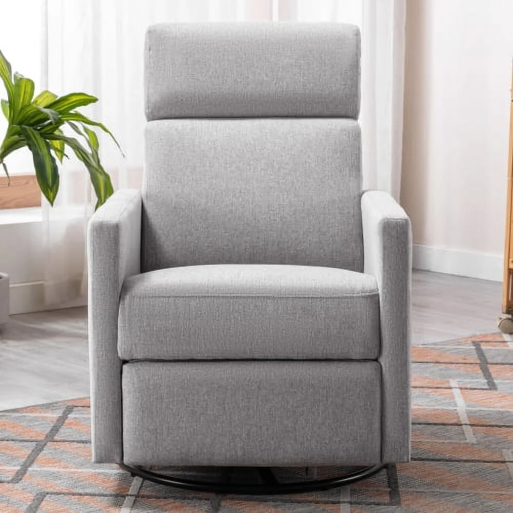 ZJbiubiuHome Modern Upholstered Rocker Nursery Chair Plush Seating Glider Swivel Recliner Chair  Gray