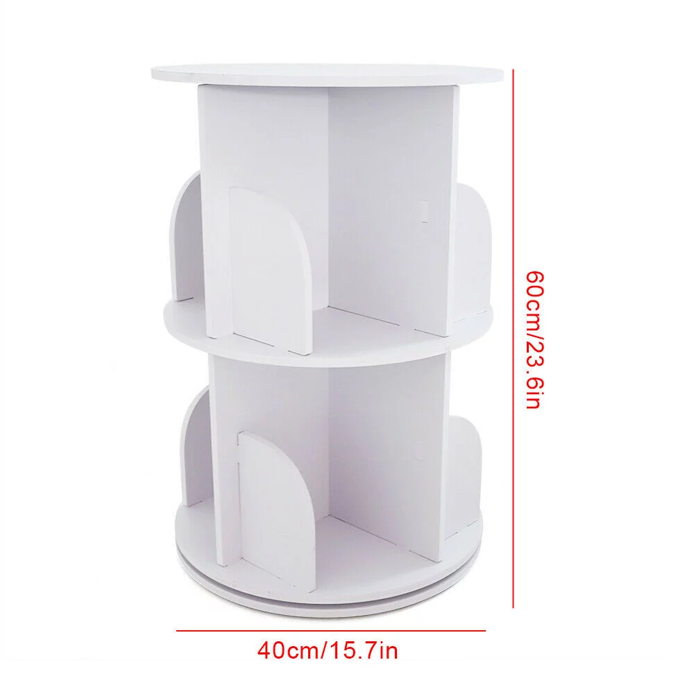 2 Tiers 360° Rotating Bookshelf Display Storage Shelf Organizer Standing