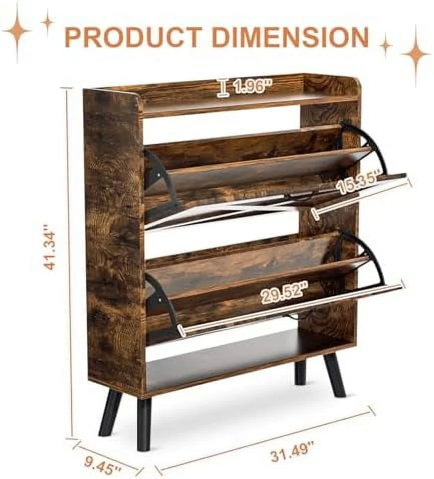 CHGBMN Shoe Cabinet Freestanding Shoe  Cabinet with 2 Flip-Out Drawers  Modern Two-Tier Shoe Rack Organizer for Entryway  Hallway  Living Room(Large )