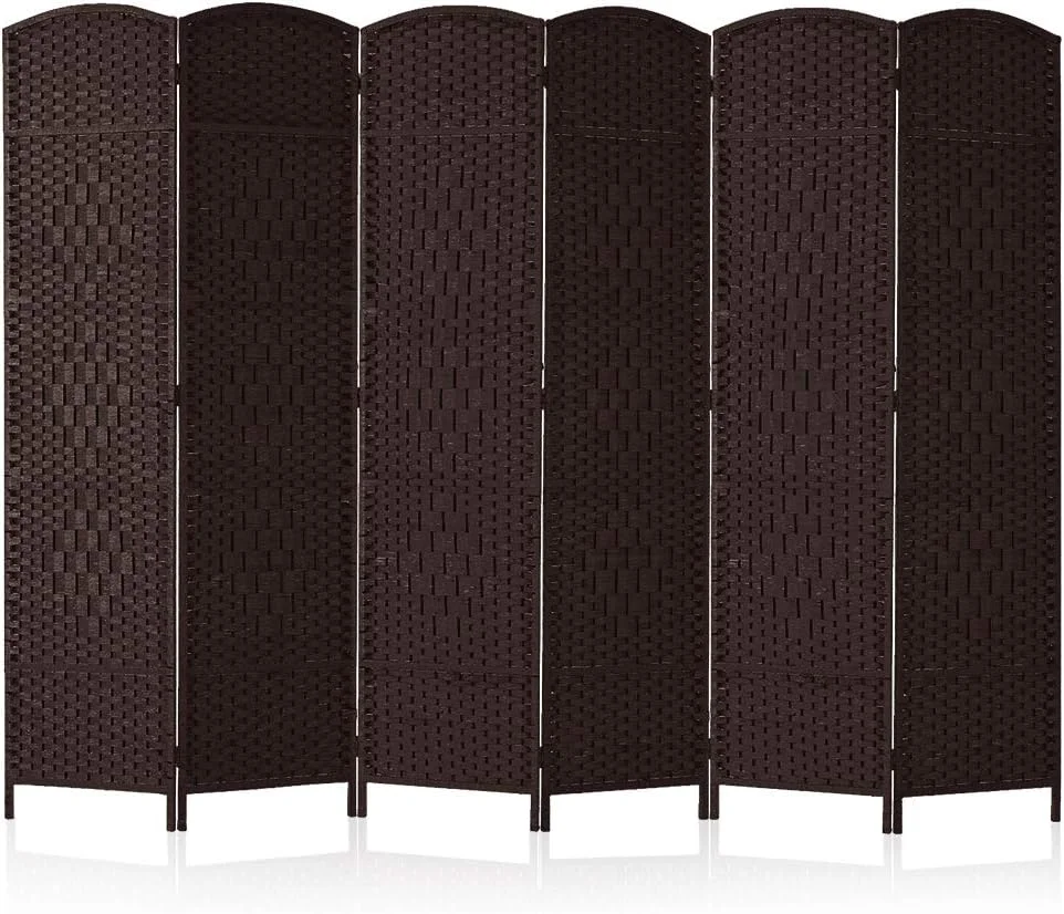 YPDRYGV Room dividers 6 ft. Tall-20 Wide Freestanding Privacy Screen with  Woven Fiber  Foldable Panel Partition Wall Divider  Double-Hinged Room Dividers(Brown  6 Panel)