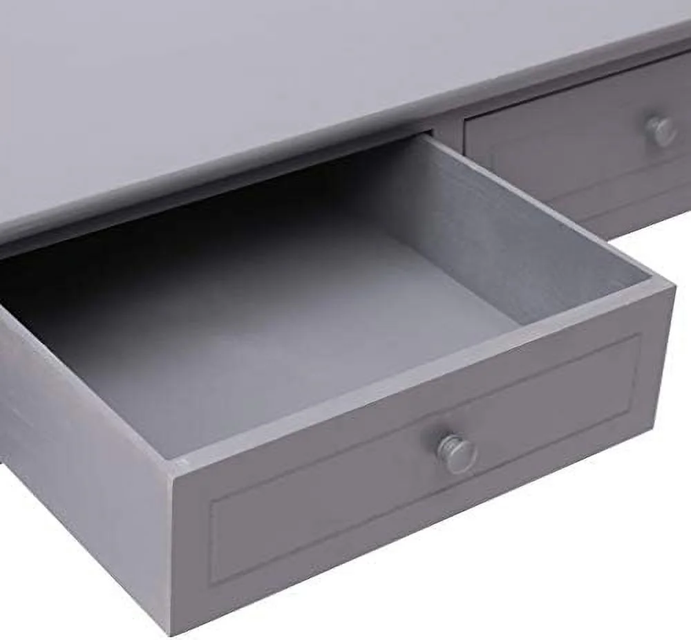 TJUNBOLIFE Wood Coffee Table with 2 Drawers - Gray Paulownia and Poplar  - Scandinavian and Farmhouse Style