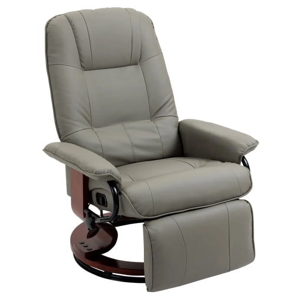 ZJbiubiuHome Faux Leather Manual Recliner with Swivel Wood Base Padded Armrest