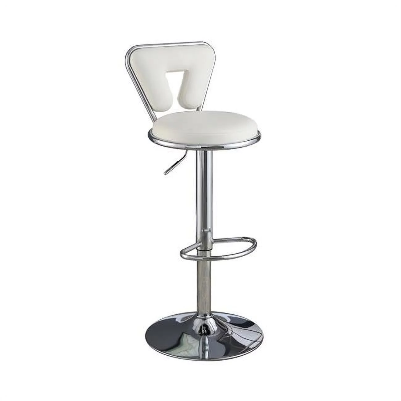 16 x 18 x 34-40 in. Adjustable Height & Swivel Barstool in White Faux Leather - Set of 2