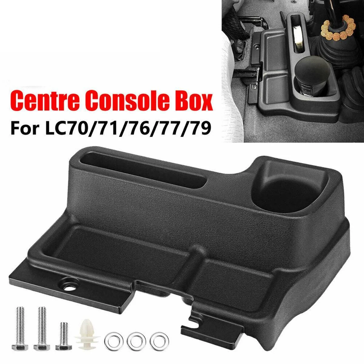 Car Center Console Organizer Box Replacement for Toyota Land Cruiser LC70 LC71 LC76, Interior Centre Console Storage Box, Black