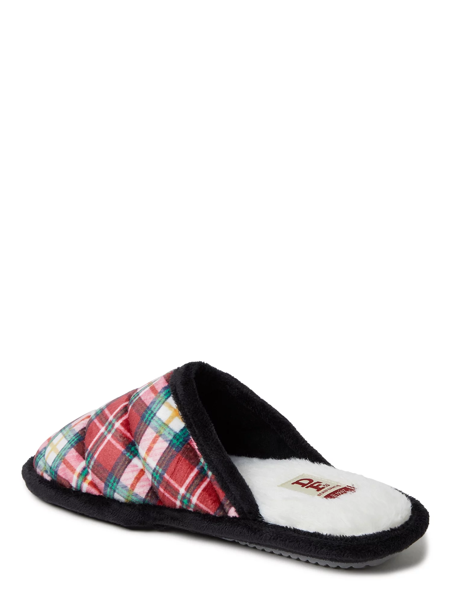 DF by Dearfoams Women's Christmas Plaid Scuff Slippers