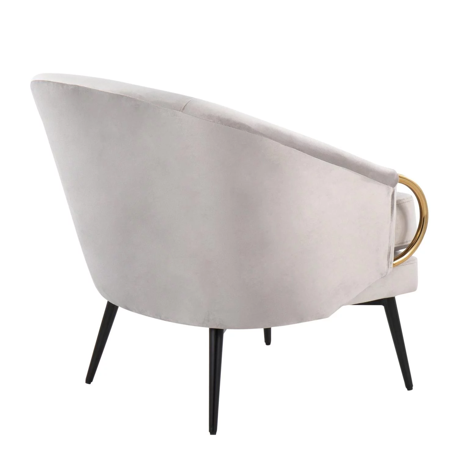 LumiSource Claire Velvet/Steel Accent Chair, Silver/Black/Gold