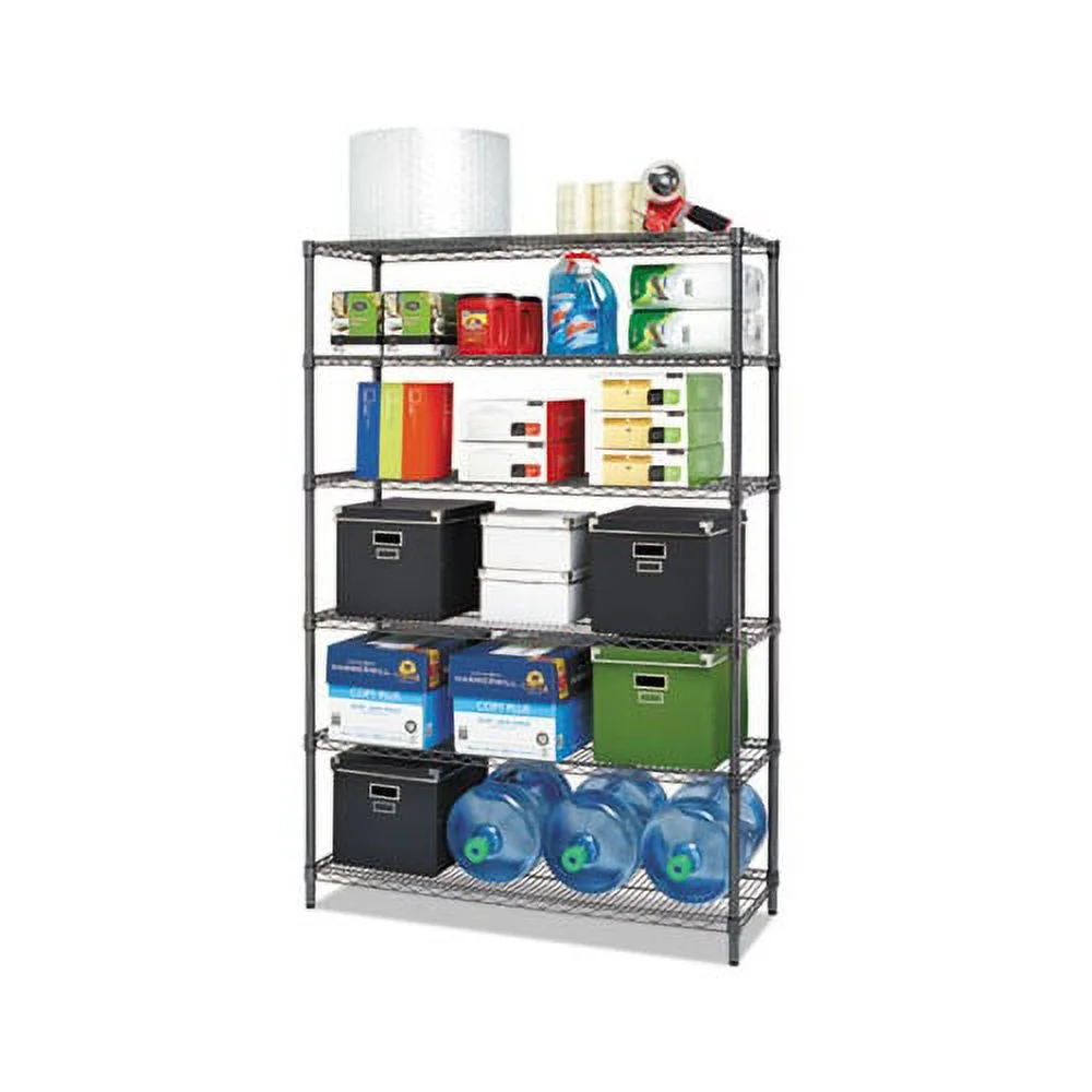 NSF Certified 6-Shelf Wire Shelving Kit 48w x 18d x 72h, Black Anthracite