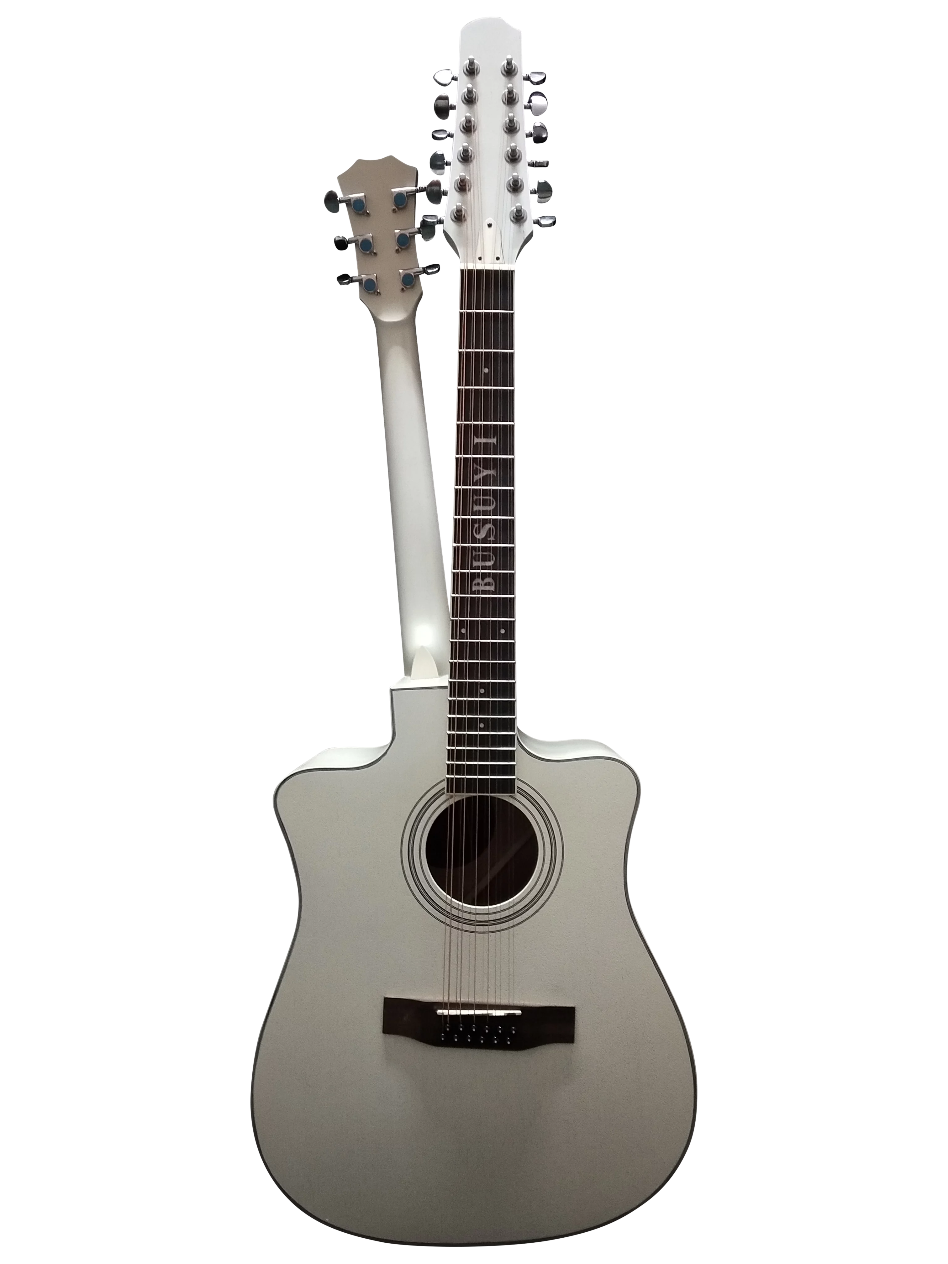 12/6 Strings Acoustic/Electric Double Neck,  Busuyi Guitar, Travel Acoustic Guitar with Classical Metal Heel 41inch Cutaway Guitar, 39inch Acoustic Guitar, Double Sided Neck Guitar, 2022 NPS +Bag