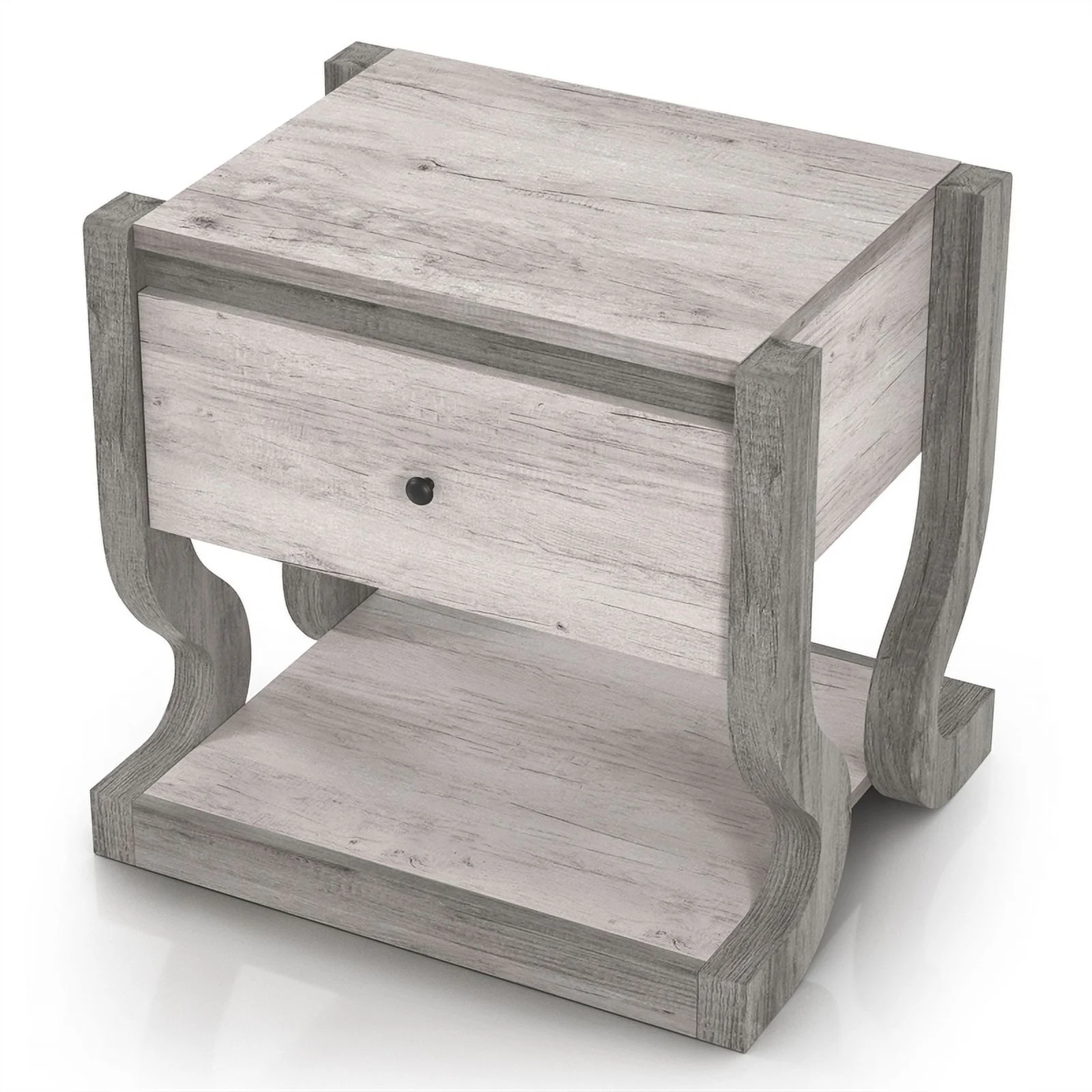 Furniture of America Tromb Wood 1-Drawer End Table with Shelf in White