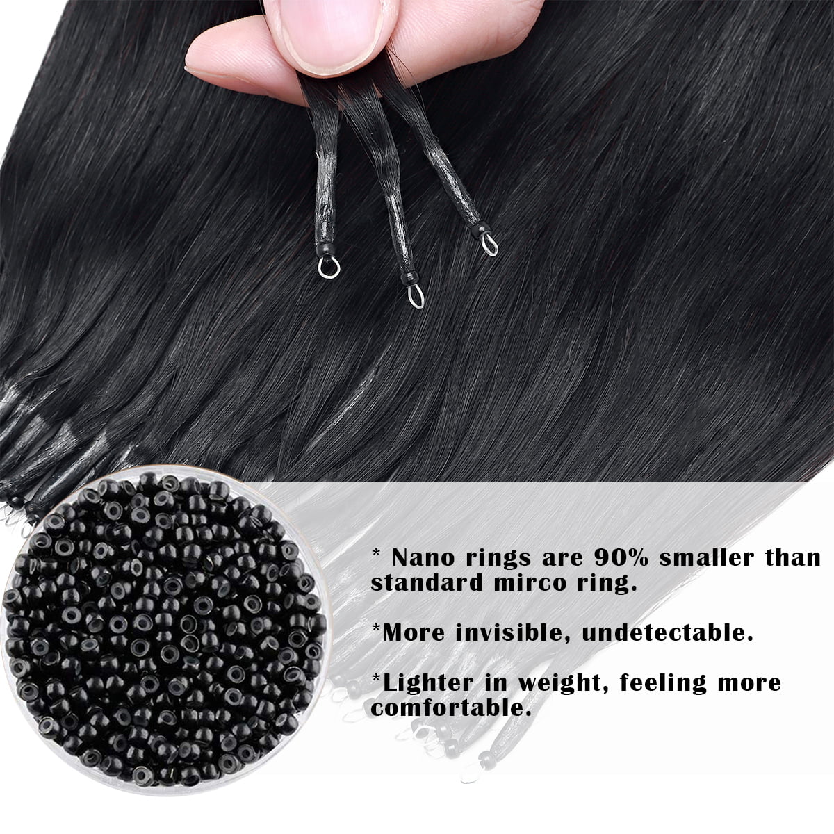 SEGO 100% Remy Human Hair Extensions Micro Loop Hair Extension Nano Micro Bead Ring Thick Hair Piece Clearance