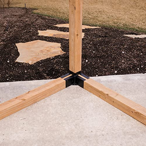 Pergola Kit, Pergola Stainless Steel 3-Way Right Angle Corner Bracket with Screws, Outdoor Pergola Hardware Kit for 4x4 Inch(Actual: 3.5x3.5 Inch) Wood Beams，Pergola/Gazebo Kit (4 Pack)