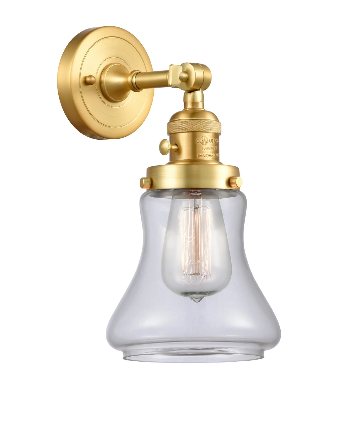 Innovations 203SW-SG-G192 Bellmont 1 Light Sconce part of the Franklin Restoration Collection, Satin Gold