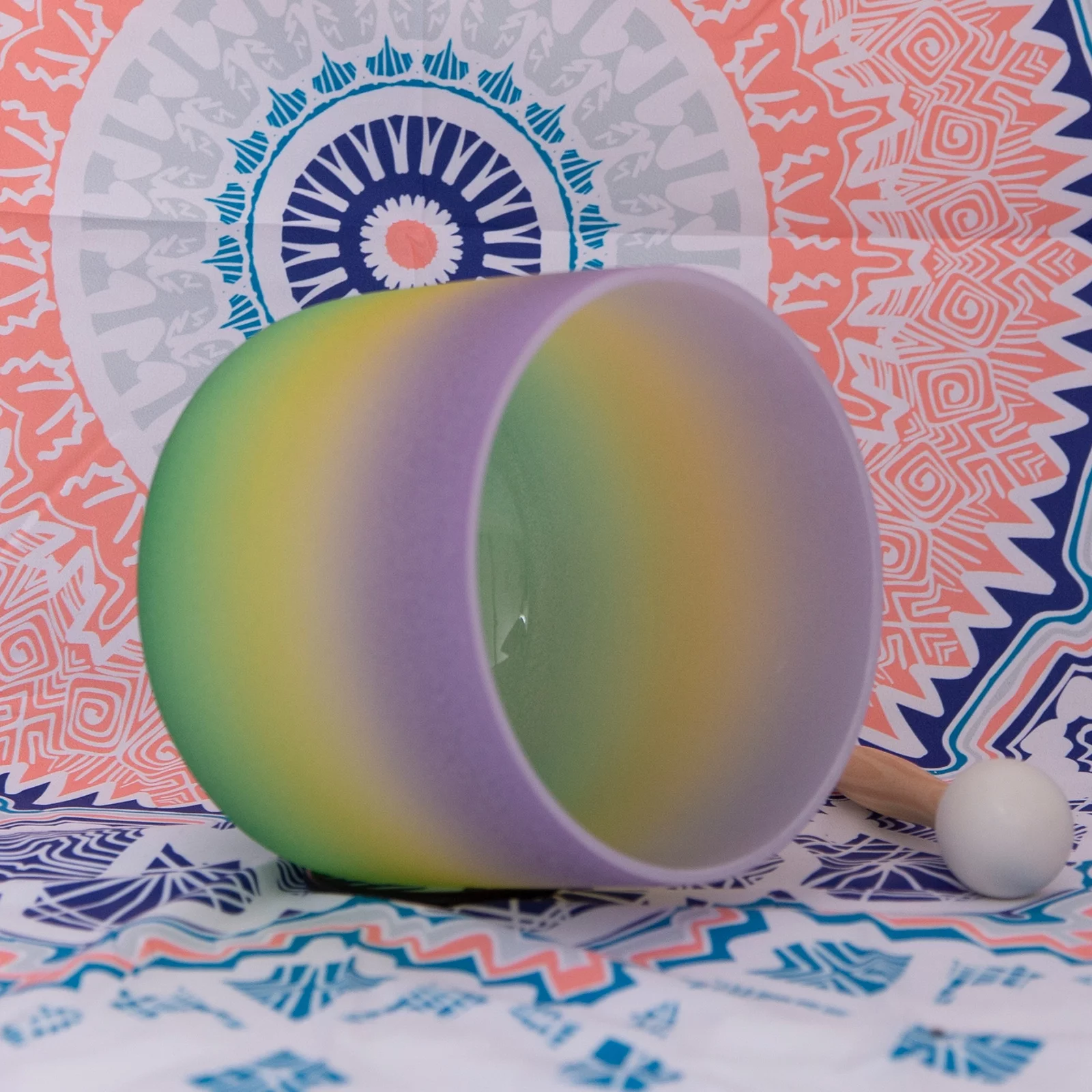 432 Hz B Crown Chakra Rainbow Quartz Frosted Crystal Singing Bowl 8 inch