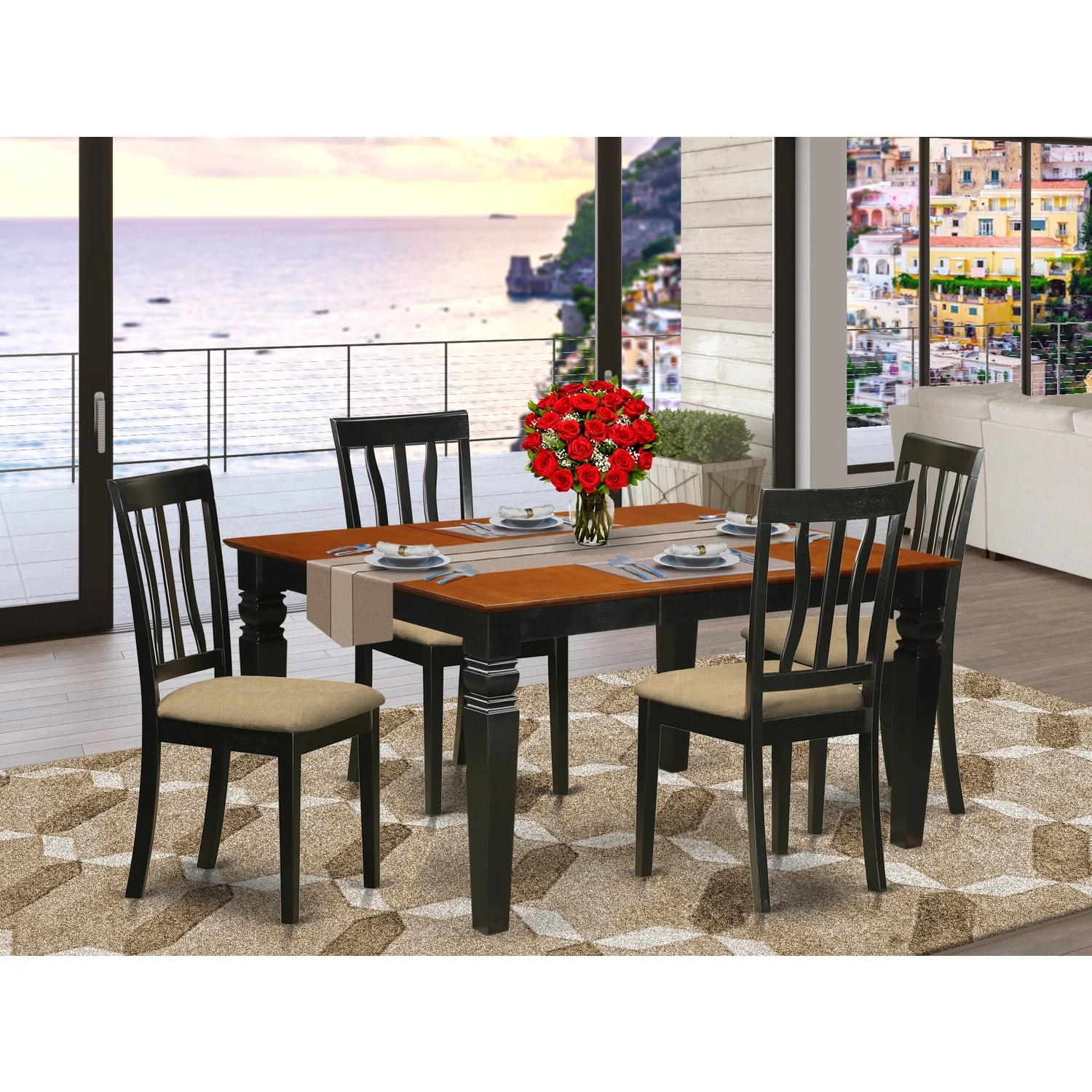 HomeStock Retro Renaissance Dinette Table Set - Kitchen Dinette Table And Chairs