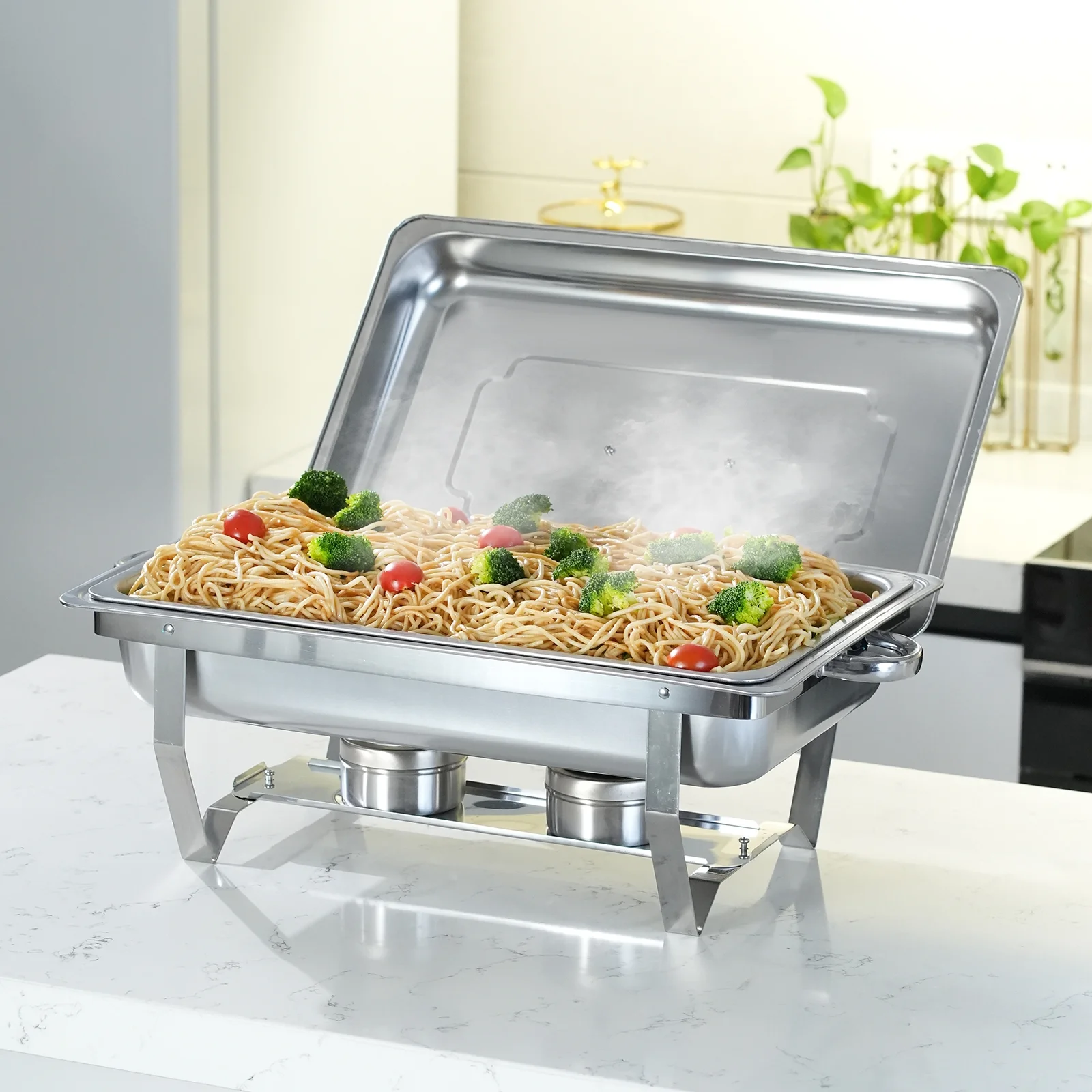 Chafing Dish Buffet Set 6 Pack, JSTUOKE 8QT Stainless Steel Chafing Dishes for Buffet, Chafers and Buffet Warmers Sets for Parties, Events, Wedding, Camping, Dinner