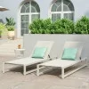 GDF Studio Mottetta Outdoor Mesh and Aluminum Armless Adjustable Chaise Lounges, Set of 2, White