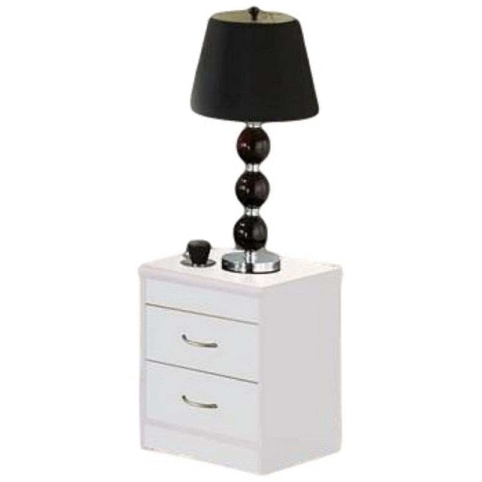 Home Square Contemporary 2 Drawer Wooden Nightstand Set in White (Set of 2)