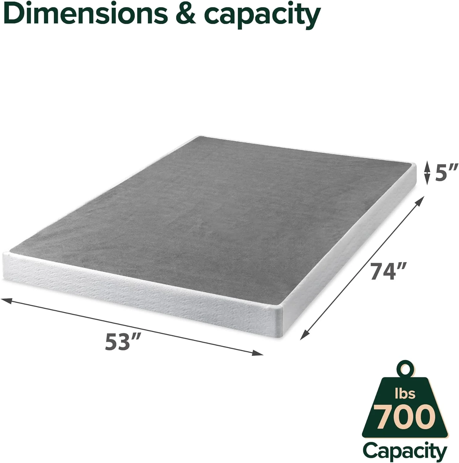 OUWI 5 Inch Metal Smart Box Spring with Quick Assembly / Mattress Foundation / Strong Metal Frame / Easy Assembly, Full
