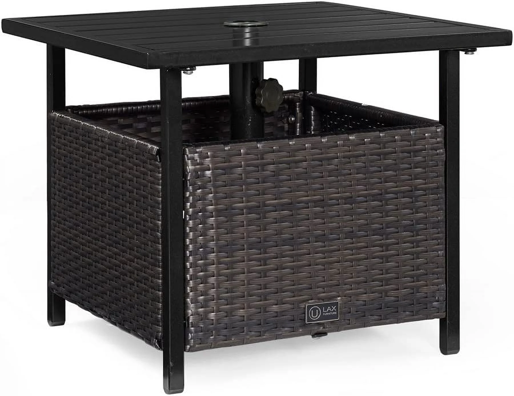 Patio Side Table Outdoor Wicker Umbrella Bistro End Table