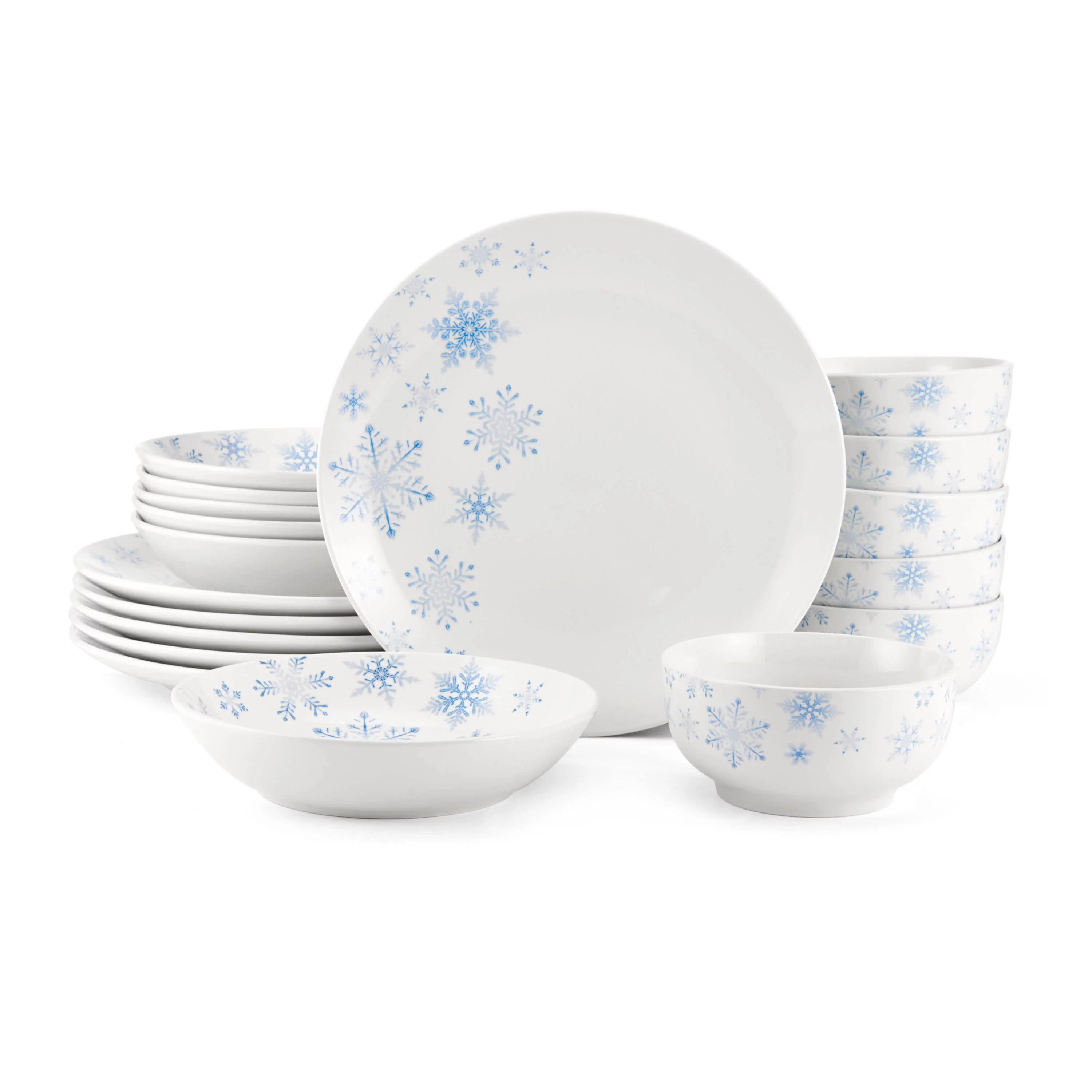 Studio Nova 18-Piece Winter Snowflakes Porcelain Dinnerware Set