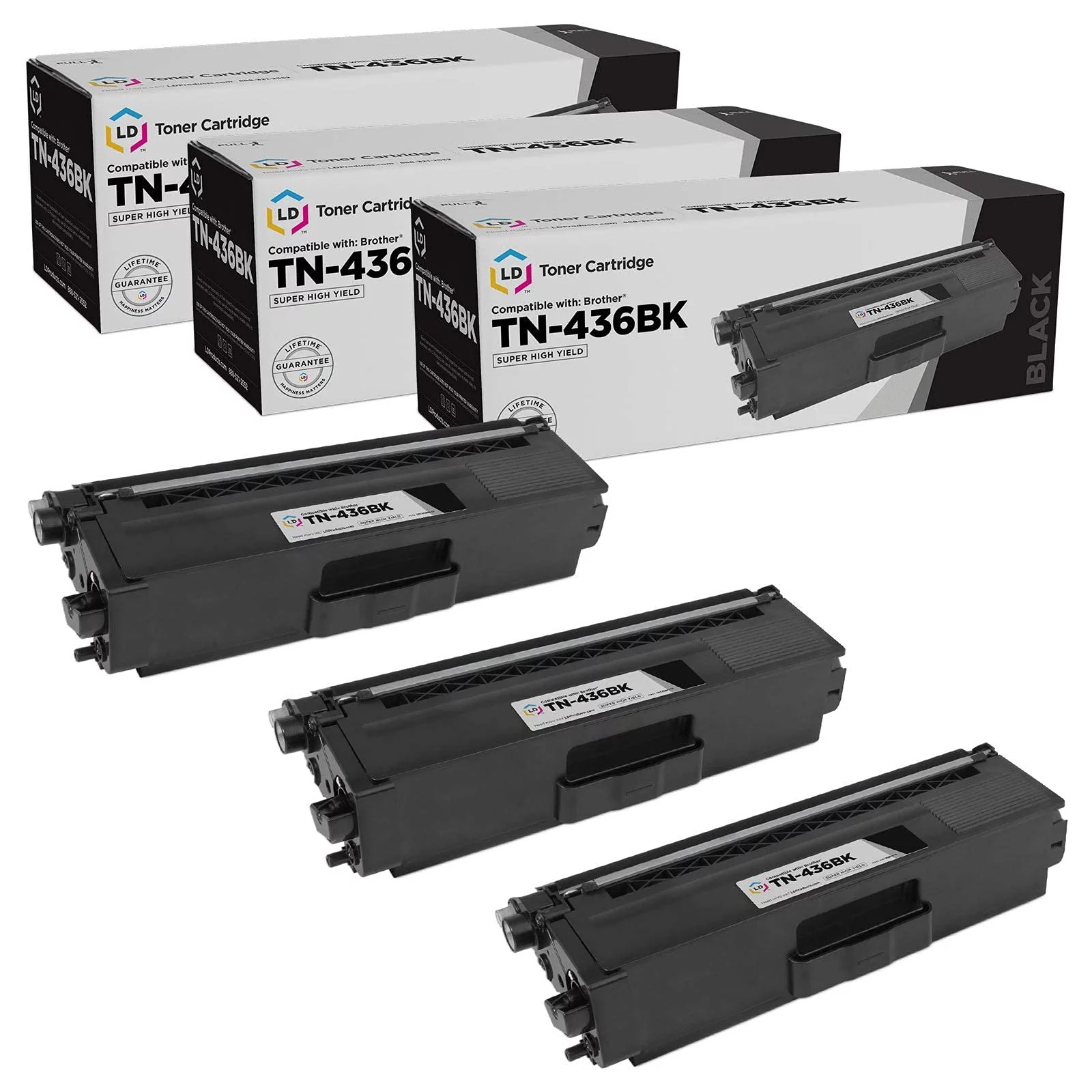 LD Products Compatible Toner Cartridge Replacements for Brother TN-436 TN436 TN436BK TN433 TN431 Super High Yield (Black, 3-Pack) HL-L8360CDW, HL-L8360CDWT, HL-L9310CDW, HL-L9310CDWTT, MFC-L8900CDW