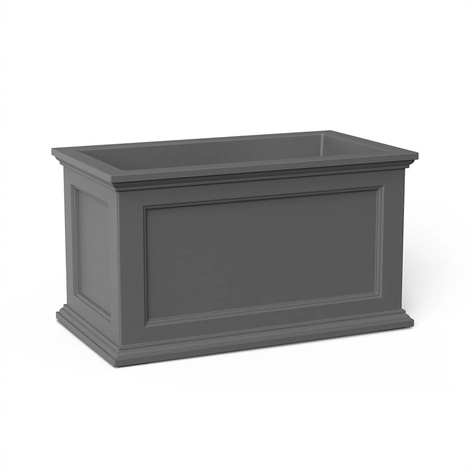 Mayne Fairfield 20x36 Weatherproof Traditional Plastic Planter in Graphite Gray