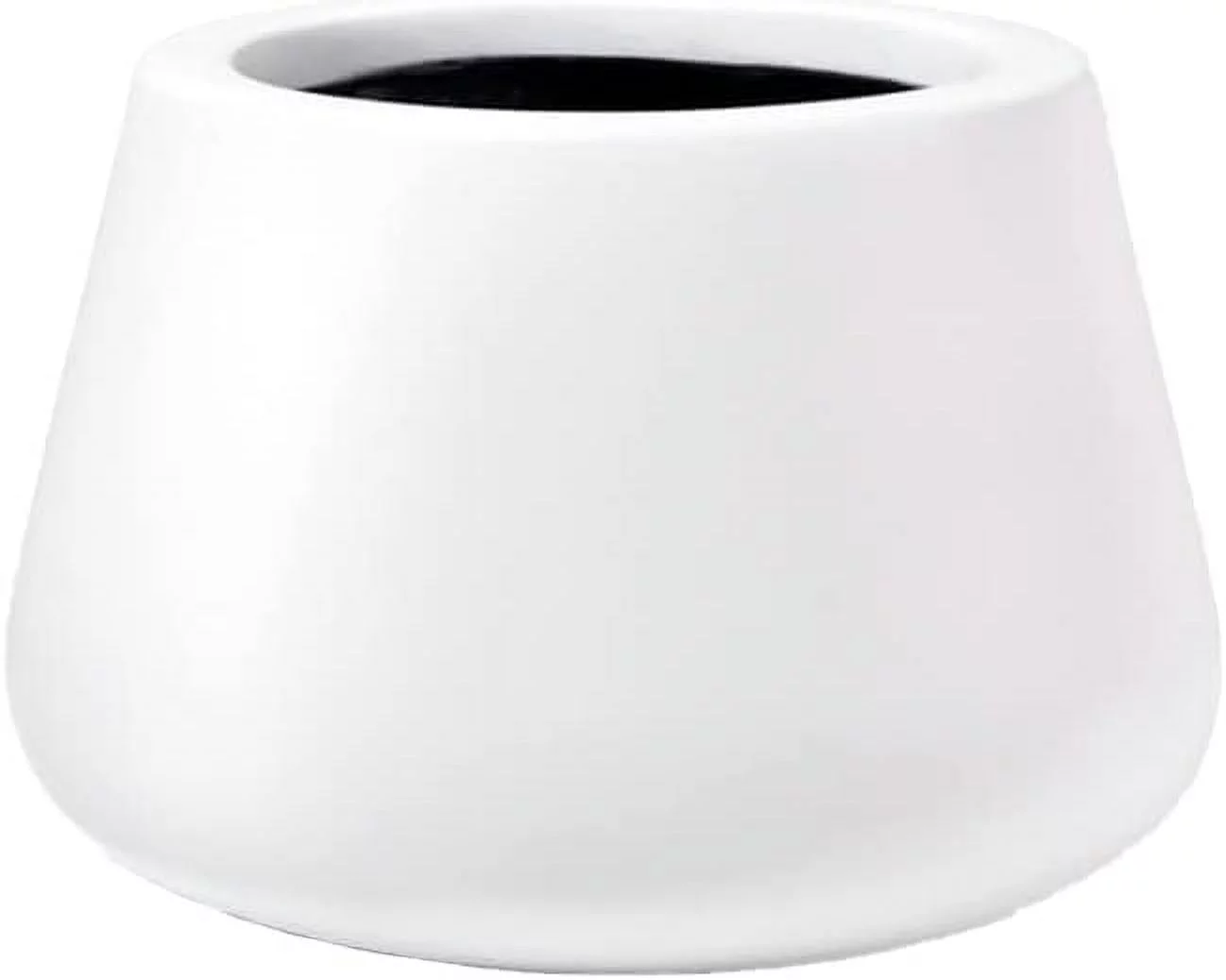 Small White Round Fiberstone Pot, Modern Planter, Cachepot For Bedroom, Living Room, Office, Patio, Indoor/Outdoor Use, Durable & Weatherproof, 8