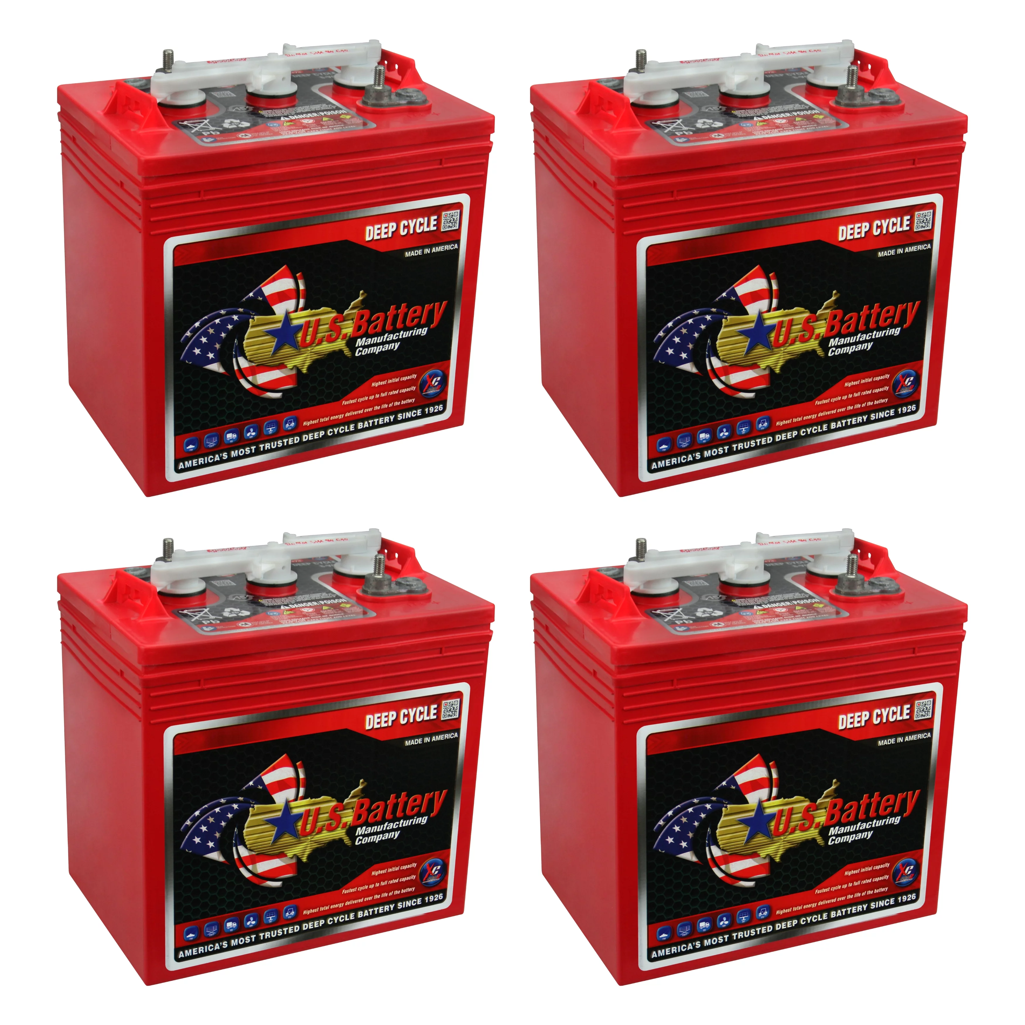 US Battery 6V 232 Ah Deep Cycle FLA Battery: GC2 Group Size, 4 Pack