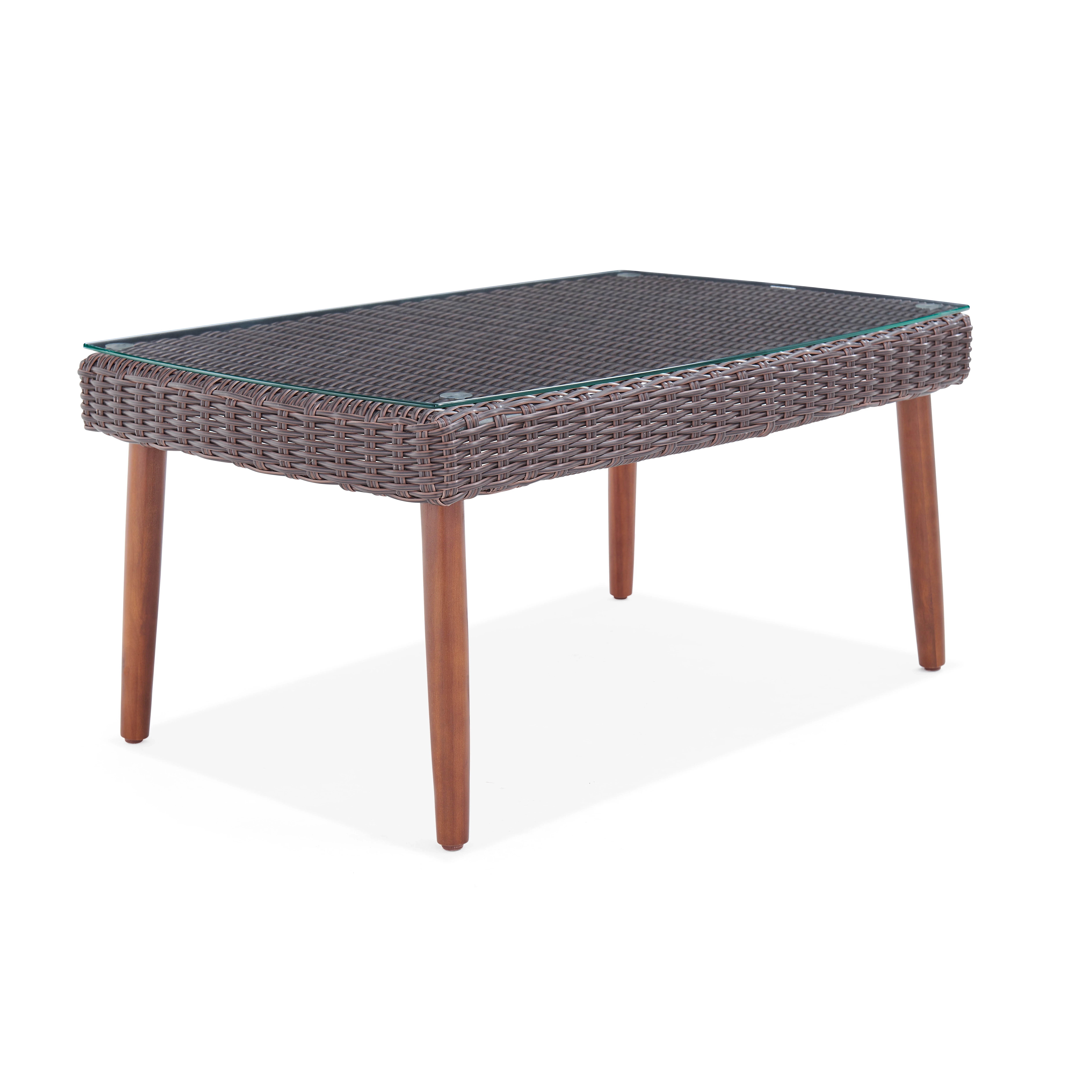 Alaterre Athens Outdoor Wicker Coffee Table, Dark Brown/Gray