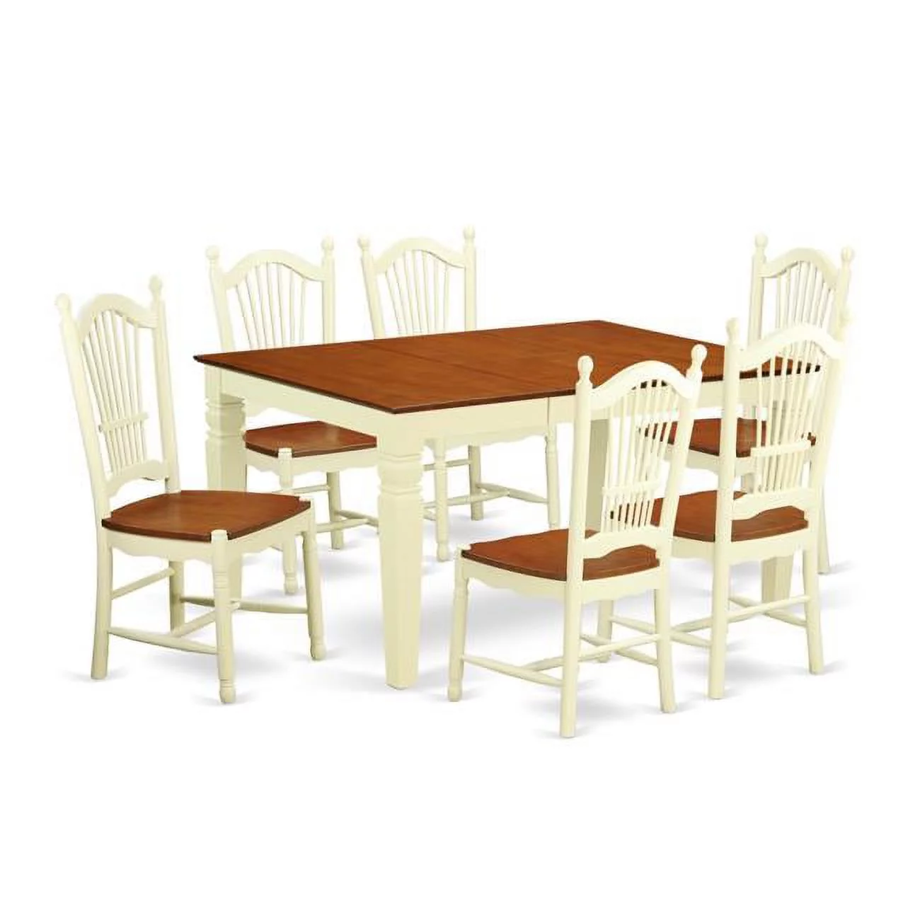 East West Furniture  Kitchen Set with 1 Weston Table & Four Solid Wood Seat Chairs, Buttermilk & Cherry - 7 Piece