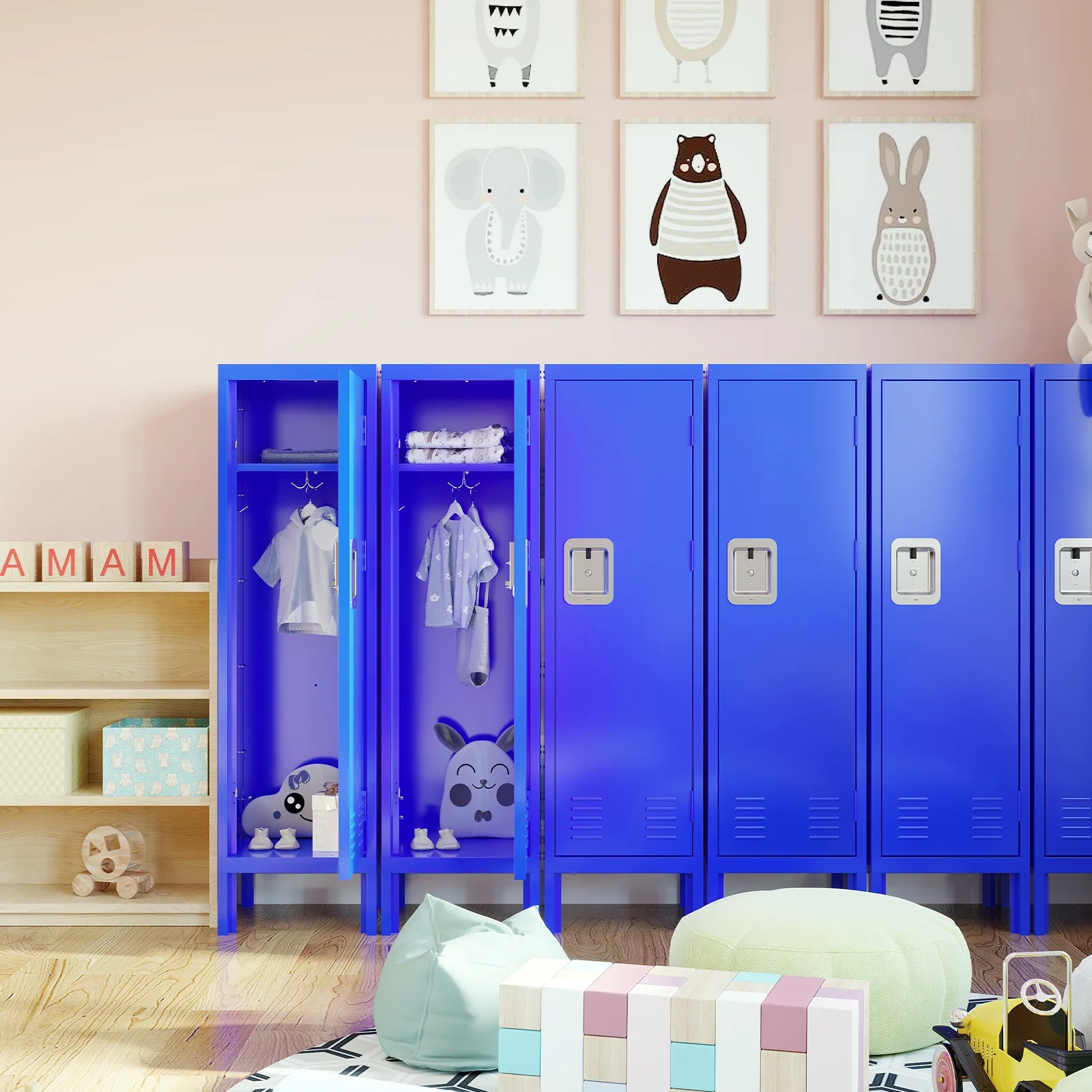 Retro Style 1-Door Tall Single Metal Locker - Locking Cabinet, Locking Storage Cabinet, Industrial Furniture for Living Room, Bedroom, Storage Room, Gym, School - Blue