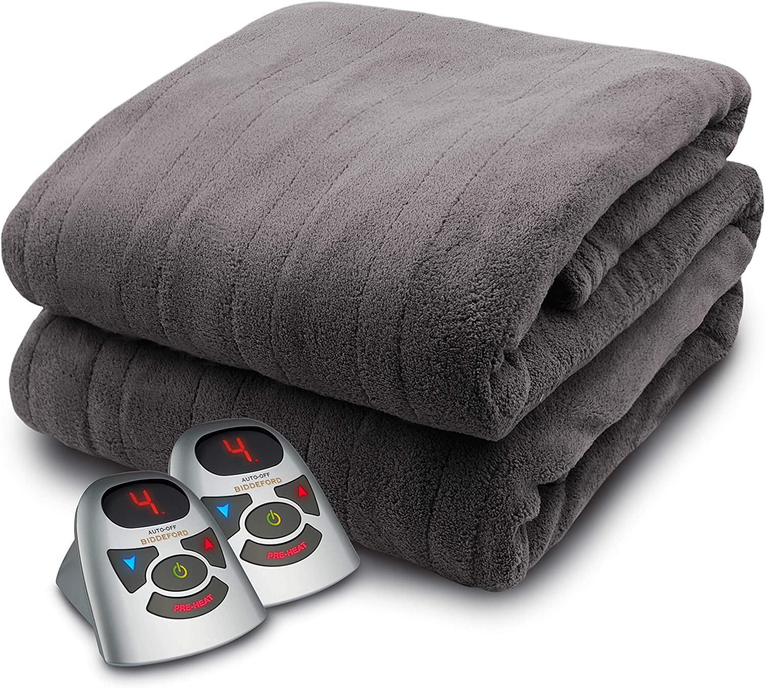 Micro Plush Electric Heated Blanket With Digital Controller, King, Grey