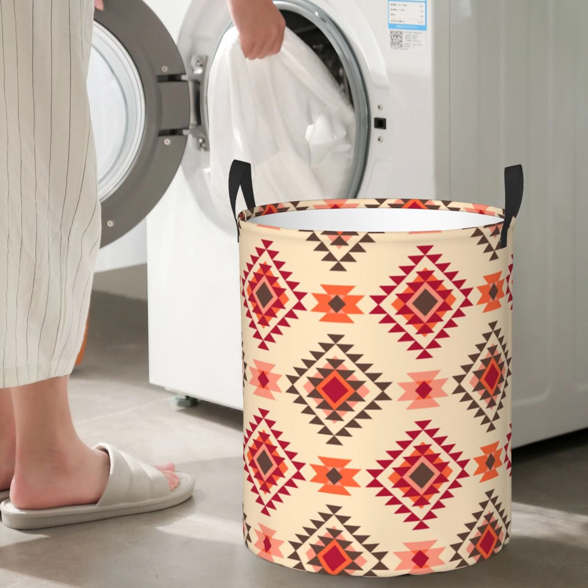 ZICANCN Laundry Basket Organizer, Boho Ethnic Native Style Collapsible Hamper for Bathroom Bedroom Laundry Room, Small Size